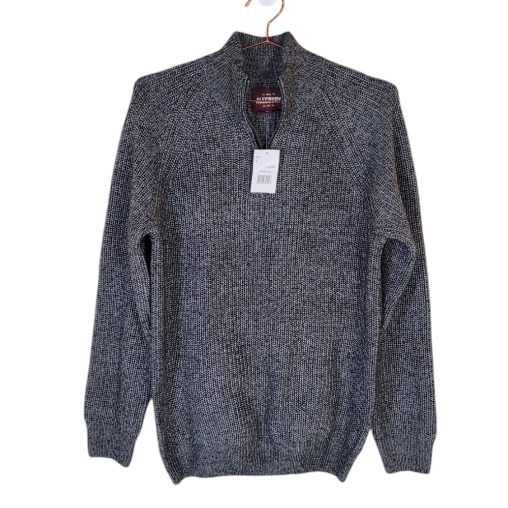 ALESBURY Charcoal Paxton Quarter Zip Sweater Size L